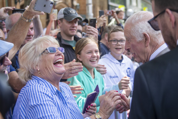 The King delighted fans outside NSW Parliament. 