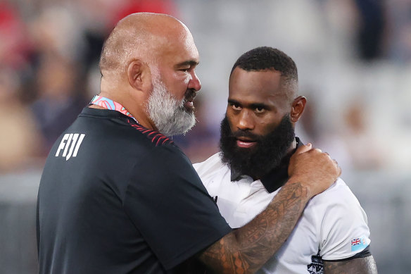 Semi Radradra, right, will be chasing a big game when Fiji face the Wallabies after a costly error against Wales.