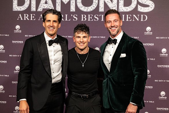 Andy Lee (left), Michael Paynter and Kris Smith at the Diamonds Are a Girl’s Best Friend dinner.