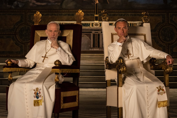 The New Pope by Paolo Sorrentino, stars Jude Law and John Malkovich.