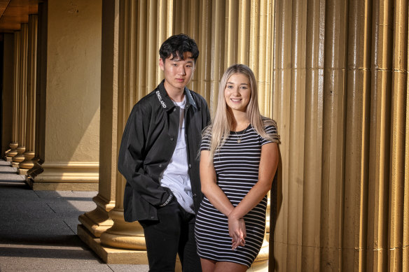 Wesley College students Zetian Lyu and Lucy Poole were pleased with their results.