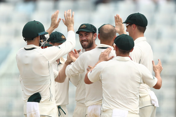 Glenn Maxwell dons the baggy green in 2017.