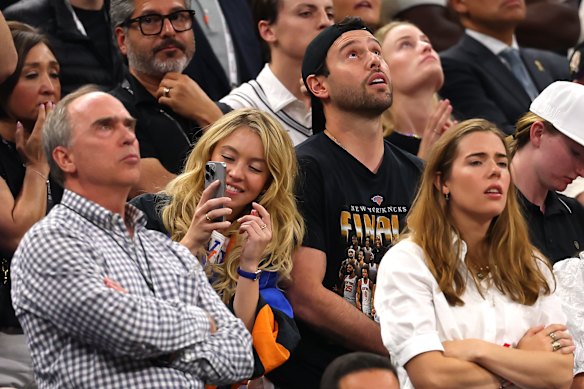 Actor Sydney Sweeney and businessman Scooter Braun were among the high-profile fans in the crowd as the Knicks won the NBA crown.