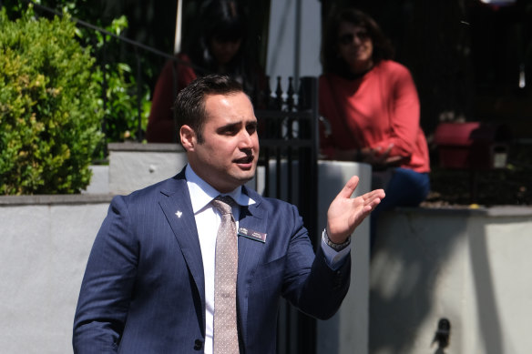 Auctioneer Adrian Petrucelli of Jellis Craig sells 88 Stewart Street, Brunswick.