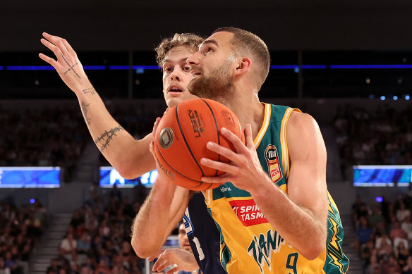 Jack McVeigh in game three of the NBL grand final series.