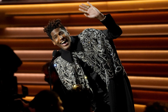 Jon Batiste accepts the Grammy for album of the year for We Are.