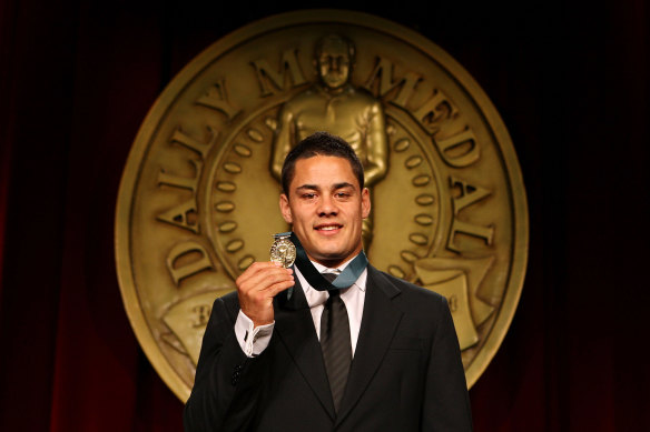 Hall of shame: Jarryd Hayne collects the first of his two Dally M Medals in 2009.
