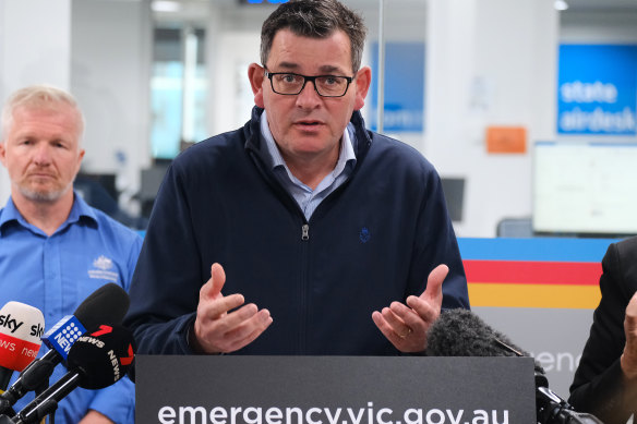 Premier Daniel Andrews at the State Control Centre in  Melbourne on Tuesday. 
