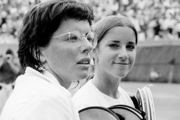 Billie Jean King (left) with Chris Evert in 1971.