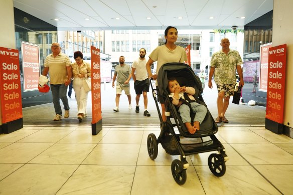 Shoppers of all ages took to the Myer Boxing Day sale in Melbourne.