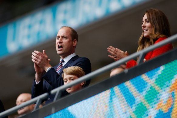 Prince William, wife Catherine and their son George watch England play Germany in the Euro 2020 Championship.
