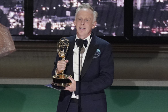Mike White accepts the Emmy for outstanding directing for a limited or anthology series or movie for The White Lotus.
