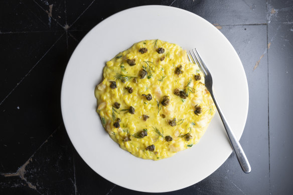 Prawn and saffron risotto.