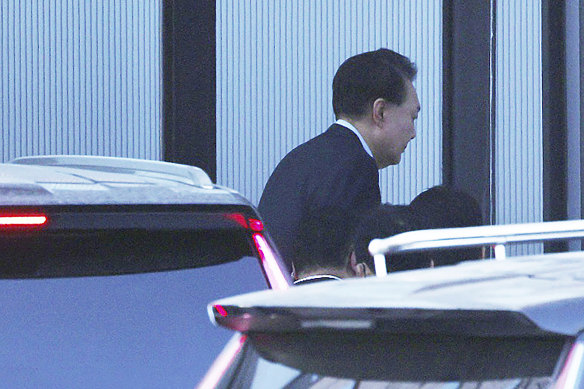 Impeached South Korean President Yoon Suk Yeol arrives at the Corruption Investigation Office for High-ranking Officials near Seoul last week.