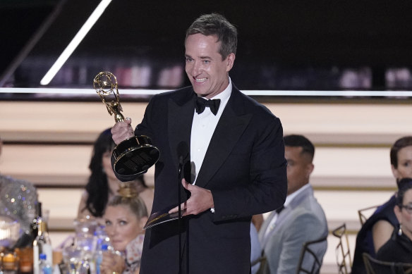 Matthew Macfadyen accepts the Emmy for outstanding supporting actor in a drama series for Succession.