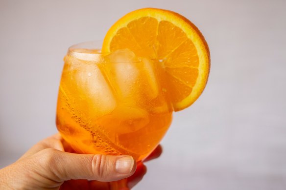 Aperitifs like a Ersatz Aperol Spritz are dry drinks usually enjoyed before dinner with light snacks.