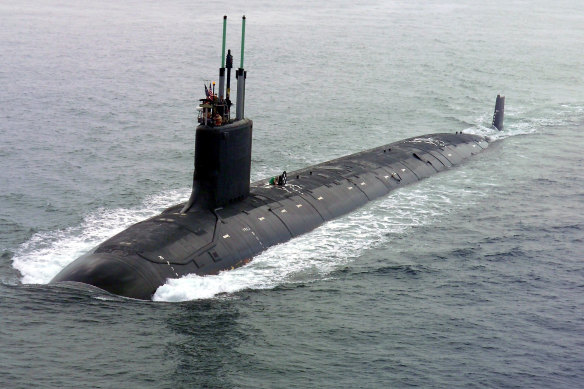 An American nuclear-powered  Virginia-class submarine.