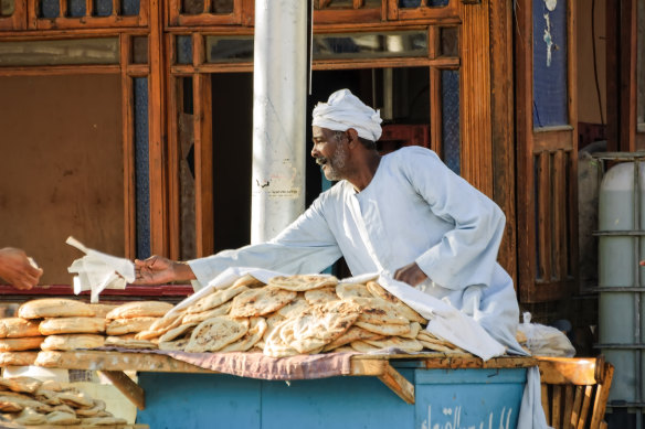 Bread of the people … street stall in Egypt.