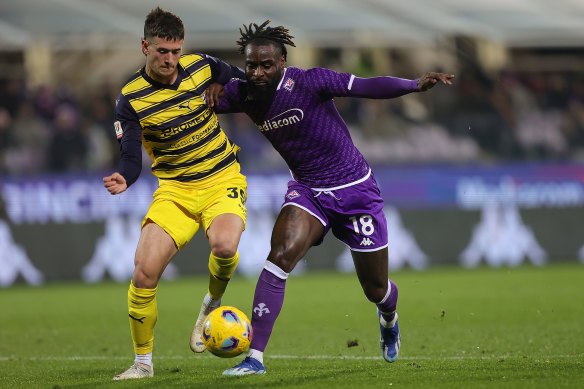 Alessandro Circati in action with Parma, who are on track to be promoted to Italy’s top tier.