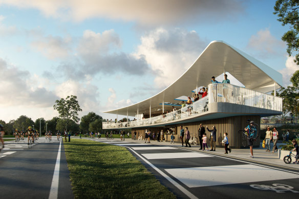 An artist’s impression of Brisbane City Council’s $35 million cycle park to be built on the Murarrie Recreation Reserve.