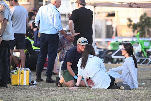 The scene at Bondi Beach after the shooting.