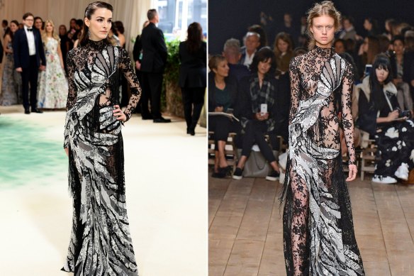 Bee Carrozzini rewearing a gown from the Alexander McQueen 2016 spring summer ready-to-wear collection.