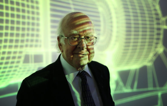 Professor Peter Higgs visits the Science Museum’s ‘Collider’ exhibition, London, 2013.