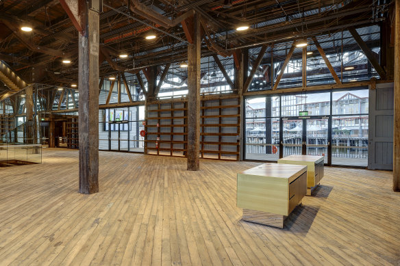 Walsh Bay’s Pier 2/3’s vast interior was reinforced to support heavy loads of cargo piled on top of each other. That included supports that architect Peter Tonkin likened to an upside-down suspension bridge. 