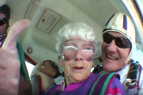 Clare Nowland went skydiving on her 80th birthday.