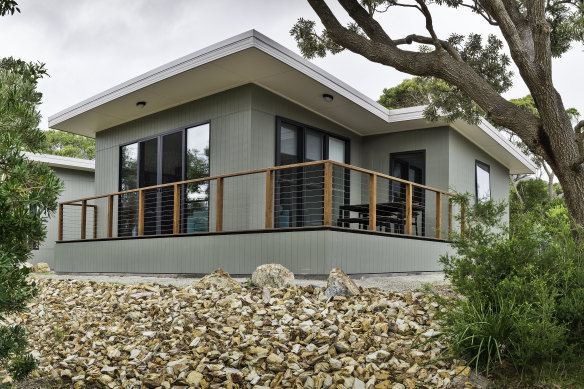 The simple but well-equipped cabins at Tidal River.