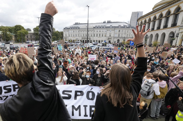 Climate protests also took place in Warsaw.