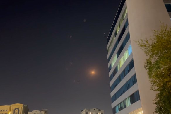 Iranian missiles seen over Doha, Qatar.