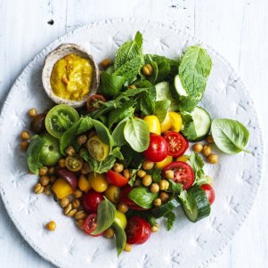 Chickpea and tomato salad.