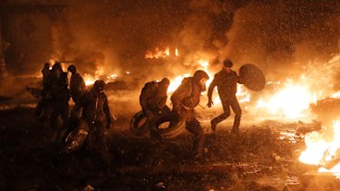 Kiev in January 2014, during the Euromaidan protest.