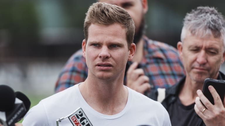 Steve Smith fronts the media at the SCG.