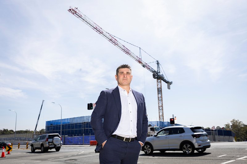 Counting the cranes: Oliver Nichols, from consultancy RLB, at the site of the Warringah Freeway in Sydney’s Cammeray on Wednesday.