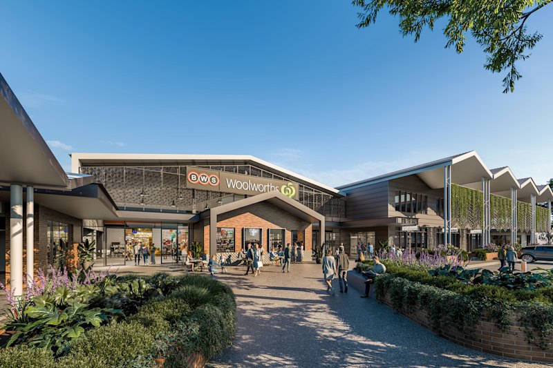A render for the Gables neighbourhood shopping centre in Sydney’s Hills shire.