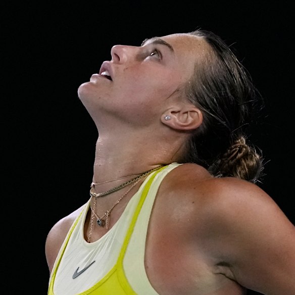 Bellarus tennis star Aryna Sabalenka, currently No 1 in tennis and shrieking.