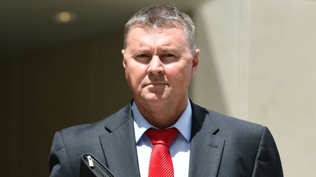 Former CFMEU boss Dave Hanna leaves the Federal Circuit Court in Brisbane.