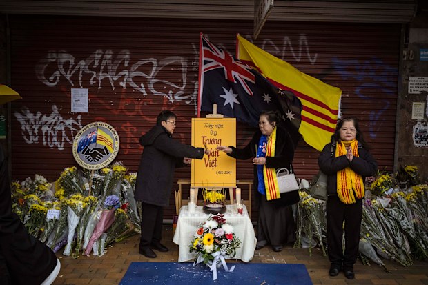Members of the Sunshine Vietnamese community at a memorial for local businessman and Melbourne man Truong Van Viet.