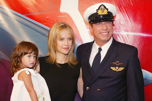 John Travolta, with wife Kelly Preston and daughter Ella Ble