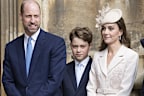Catherine, Princess of Wales and Prince William, Prince of Wales with Prince George of Wales attend the 2026 Easter Matins Service at St George's Chapel on April 5, 2026 in Windsor, England. (Photo by Mark Cuthbert/UK Press via Getty Images)