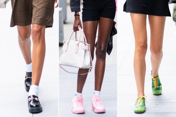 Sneakers with ankle socks top