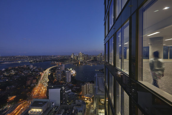 The landmark $350m, 50-storey mixed use tower at 88 Walker Street, North Sydney developed by Billbergia