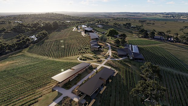 An artist’s impression of Laval, spread across the 165-acre historic Lindeman Estate in Pokolbin in the Hunter Valley.