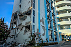 A damaged building is seen following a 7.7-magnitude earthquake in Ruteng, Manggarai, East Nusa Tenggara.