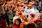 Over 1300 people crammed into Federation Square to break the world record for most cheerleaders performing a cheer, during the week where Melbourne will host an NFL game between the San Francisco 49ers and the Los Angeles Rams.