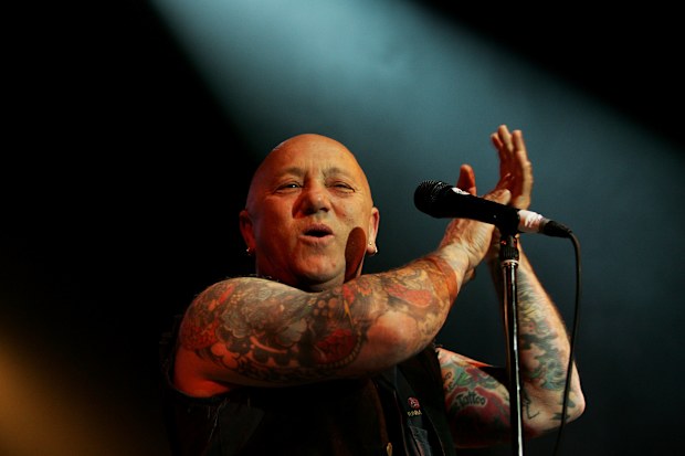 Gary “Angry” Anderson of Rose Tattoo performs on stage during the One Of The Boys - Mick Cocks Benefit at the Enmore Theatre on July 24, 2009