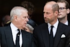 LONDON, ENGLAND - SEPTEMBER 16: Prince Andrew, Duke of York and Prince William, Prince of Wales attend the funeral of The Duchess of Kent at Westminster Cathedral on September 16, 2025 in London, England. Katharine, Duchess of Kent was married Prince Edward, Duke of Kent, the first cousin of Queen Elizabeth II. She died on September 4 at the age of 92 at Kensington Palace surrounded by her family. Having converted to Catholicism in 1994, her funeral takes place at Westminster Cathedral and is th