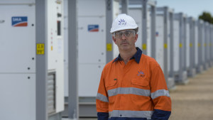 AGL CEO Damien Nicks at the site of the Torrens battery, which is now fully operational. Photo:
 Roy VanDerVegt